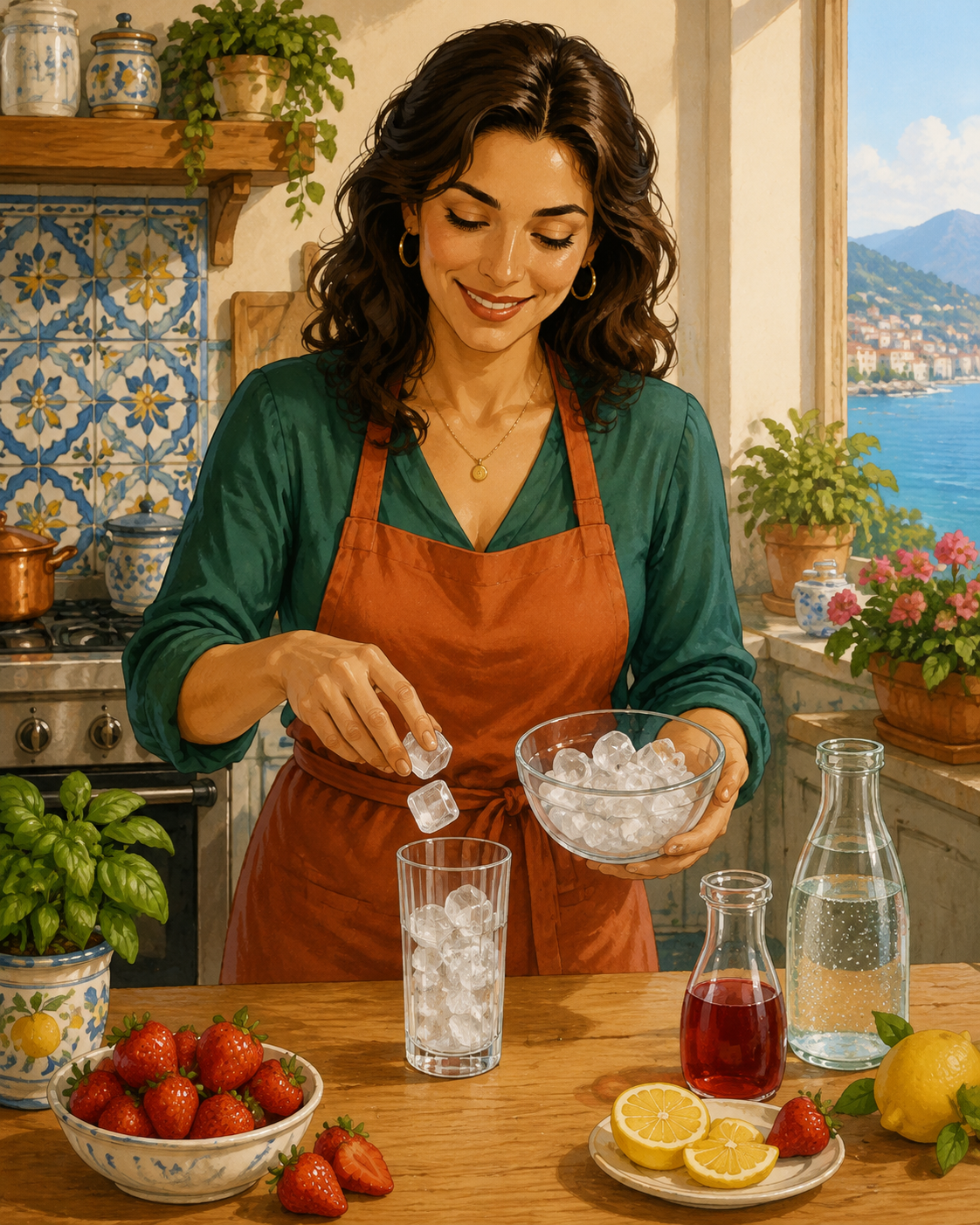 Giulia making an Italian soda