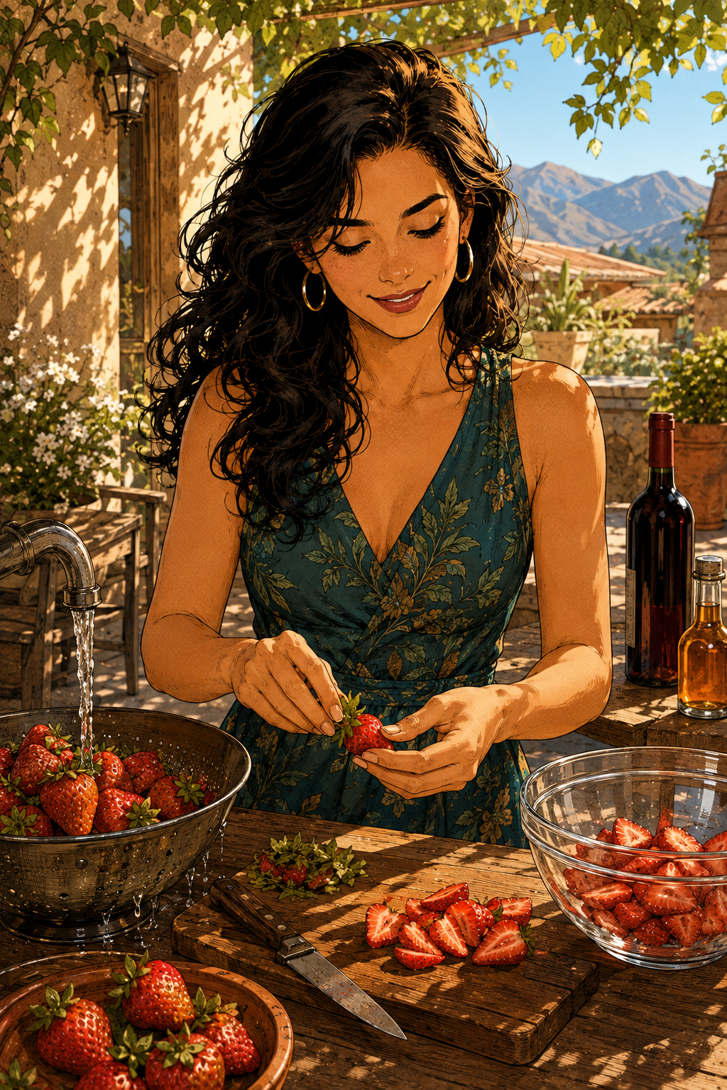 Lucía making Chilean Borgoña