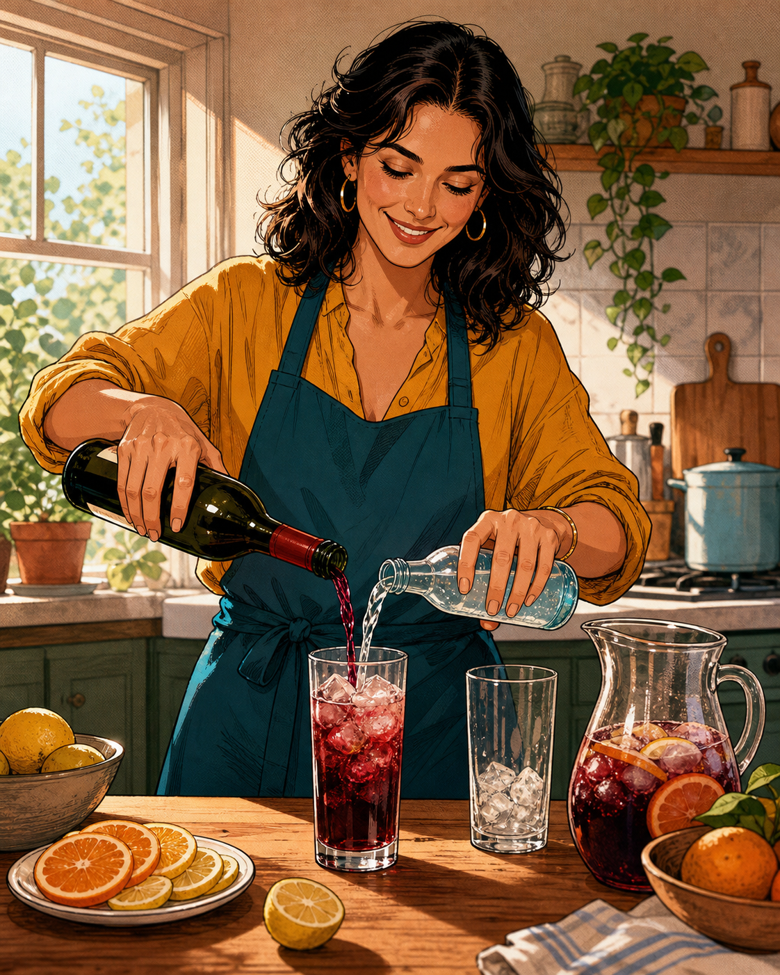 Lucía preparing Tinto de Verano