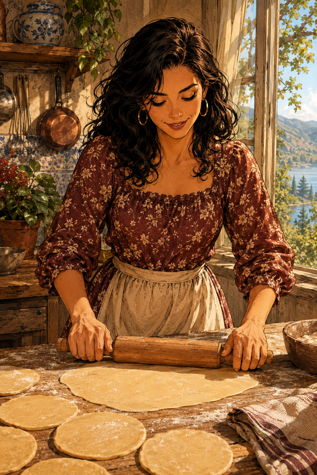 Lucía making Chilean Torta Amor