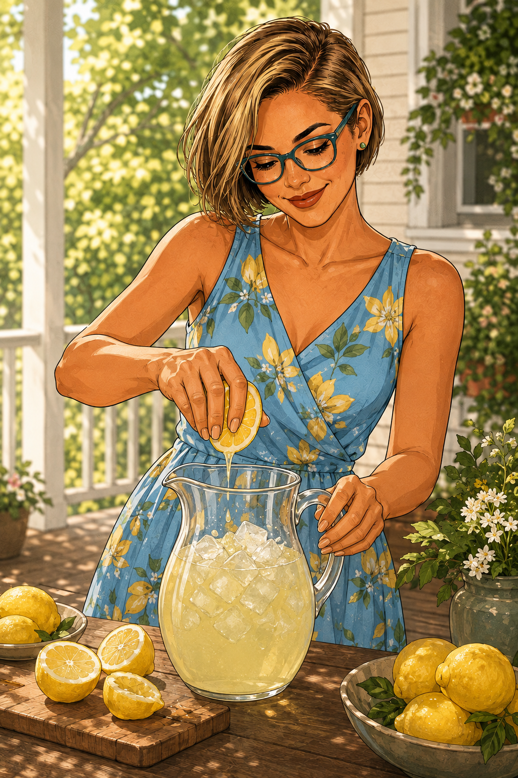 Maya squeezing fresh lemons to make lemonade