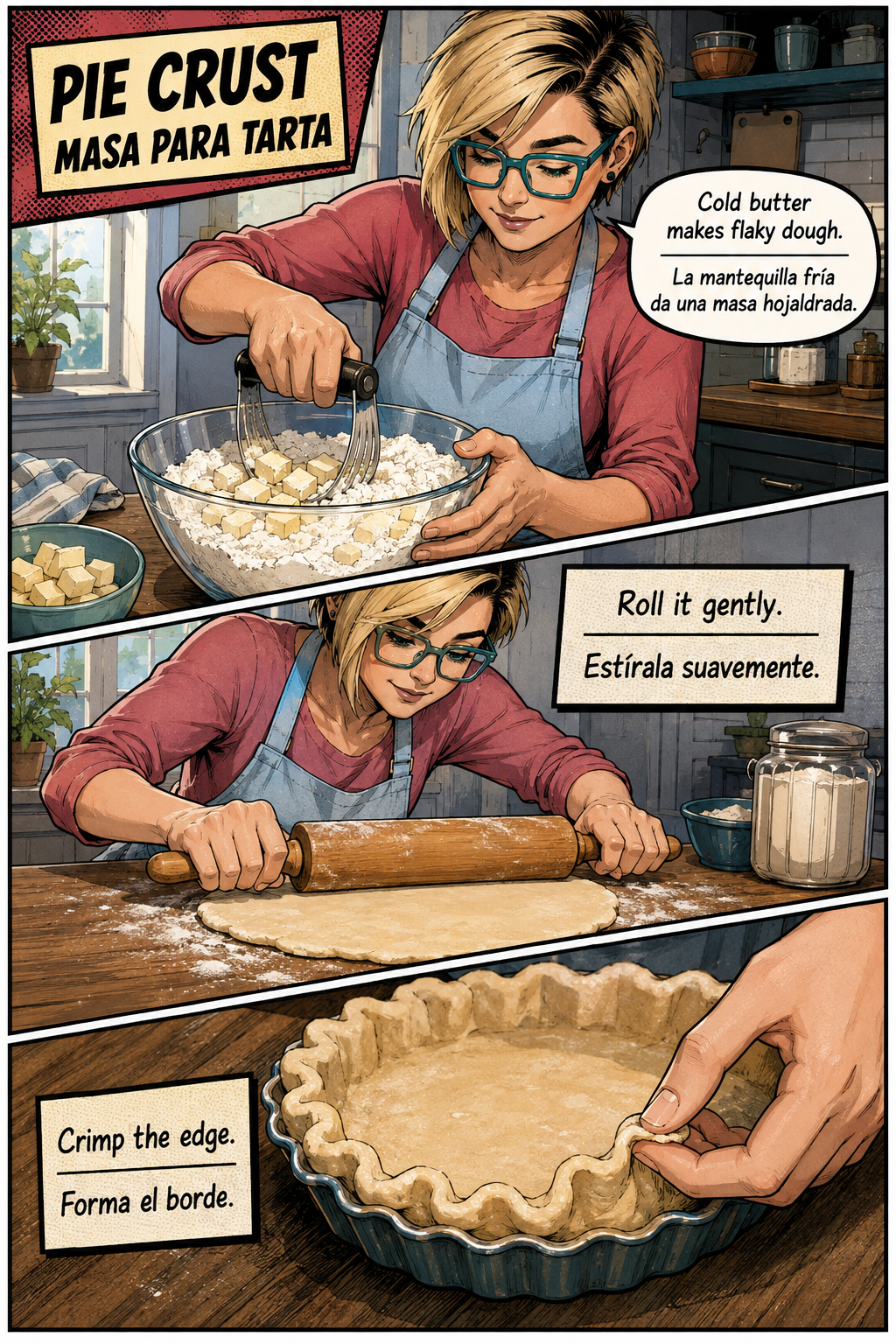 Pie crust lesson with Maya